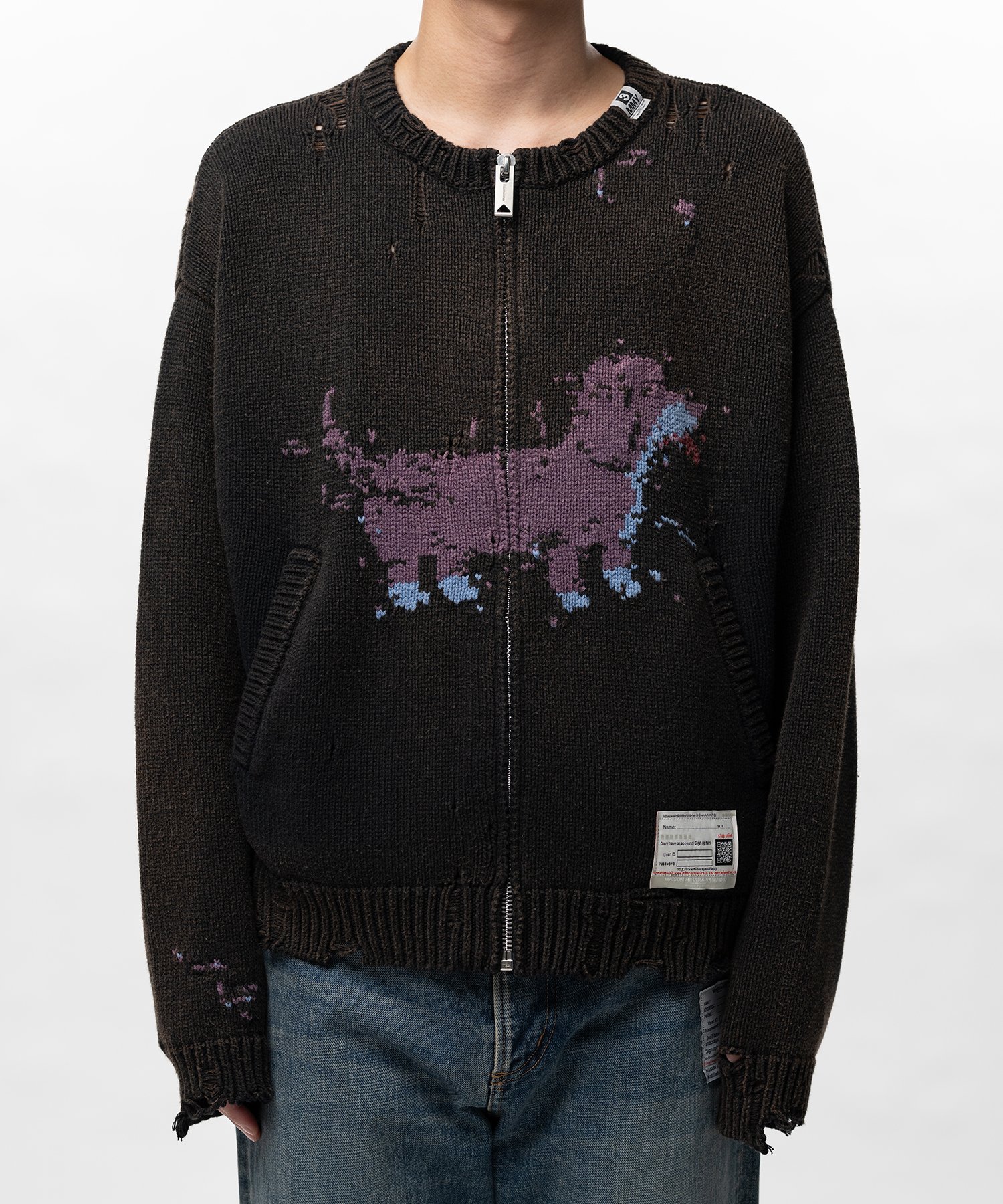 Dog Jacquard Knit Cardigan