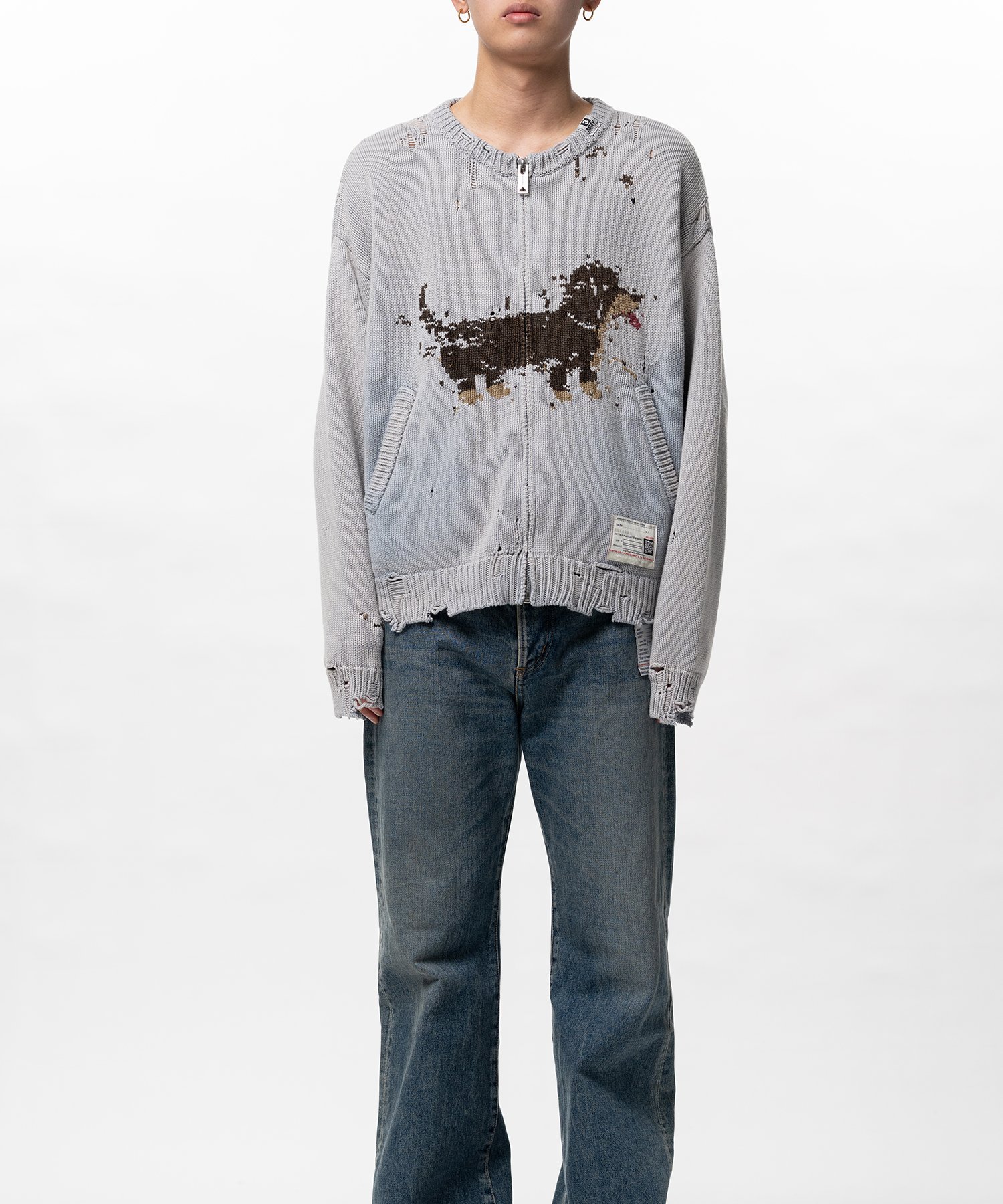 Dog Jacquard Knit Cardigan