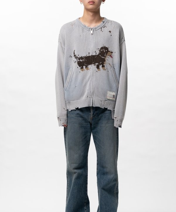 Dog Jacquard Knit Cardigan