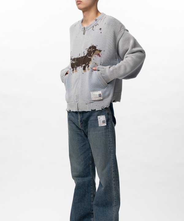 Dog Jacquard Knit Cardigan