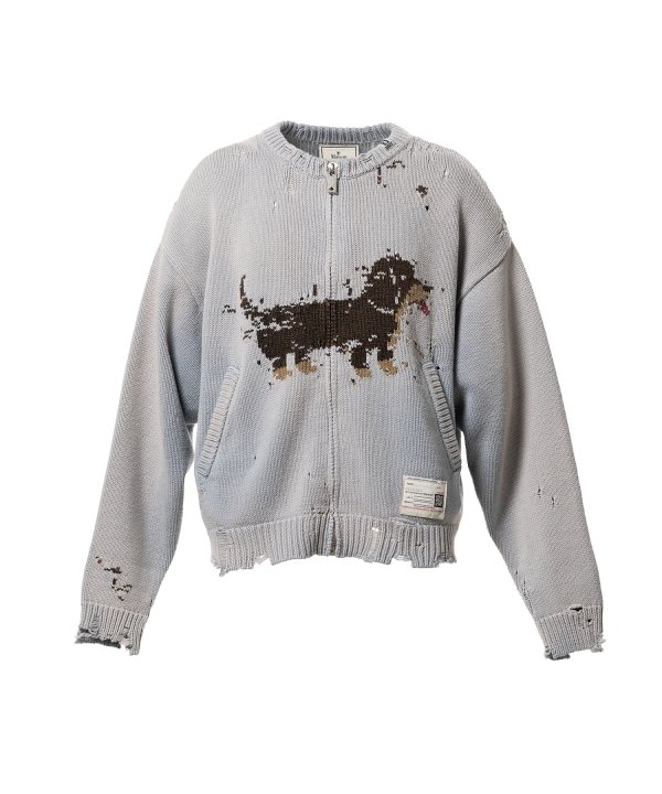 Dog Jacquard Knit Cardigan