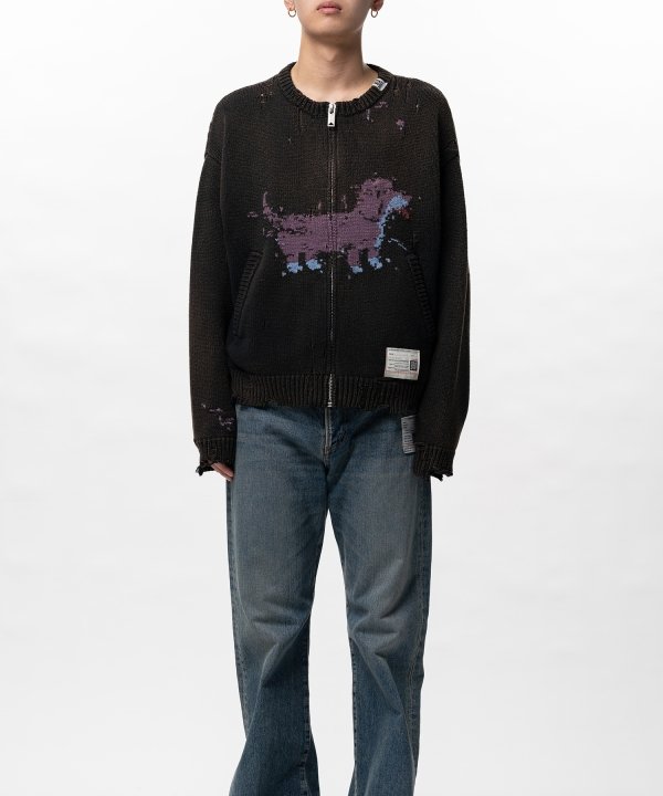 Dog Jacquard Knit Cardigan