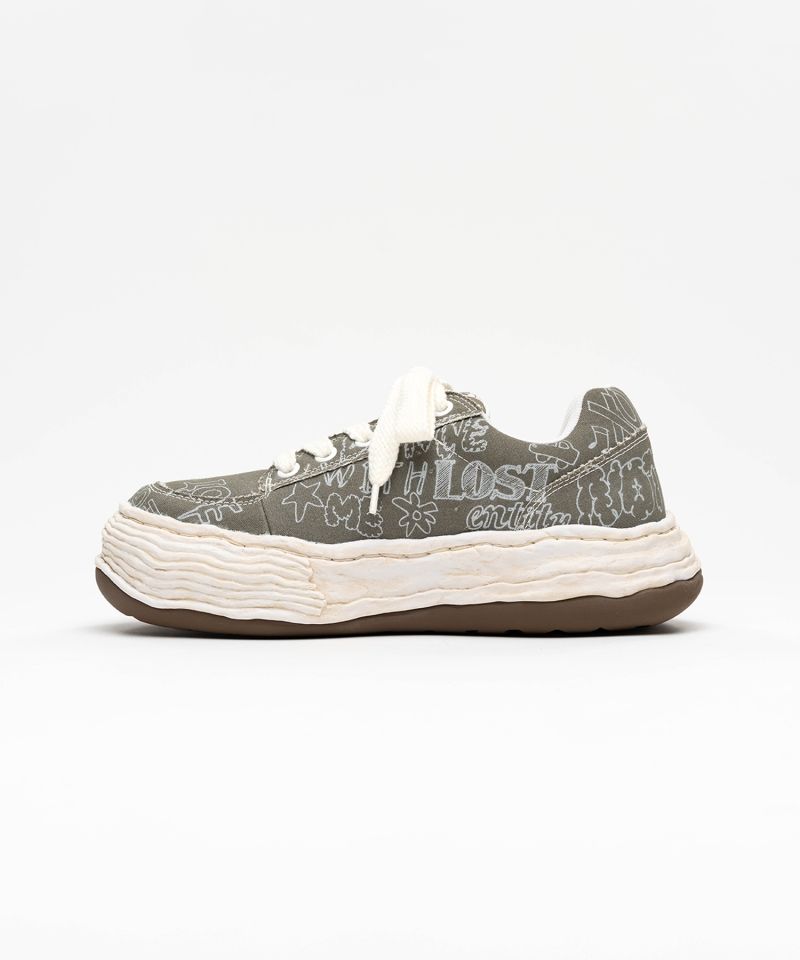 "OLIVER" OG Sole Graffiti Printed Canvas Low-top Sneaker