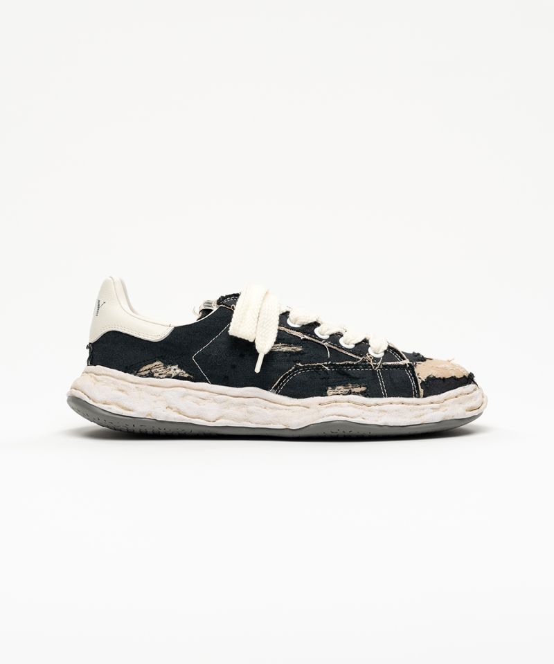 "CHARLES" OG Sole Ripped Overdye Canvas Low-top Sneaker