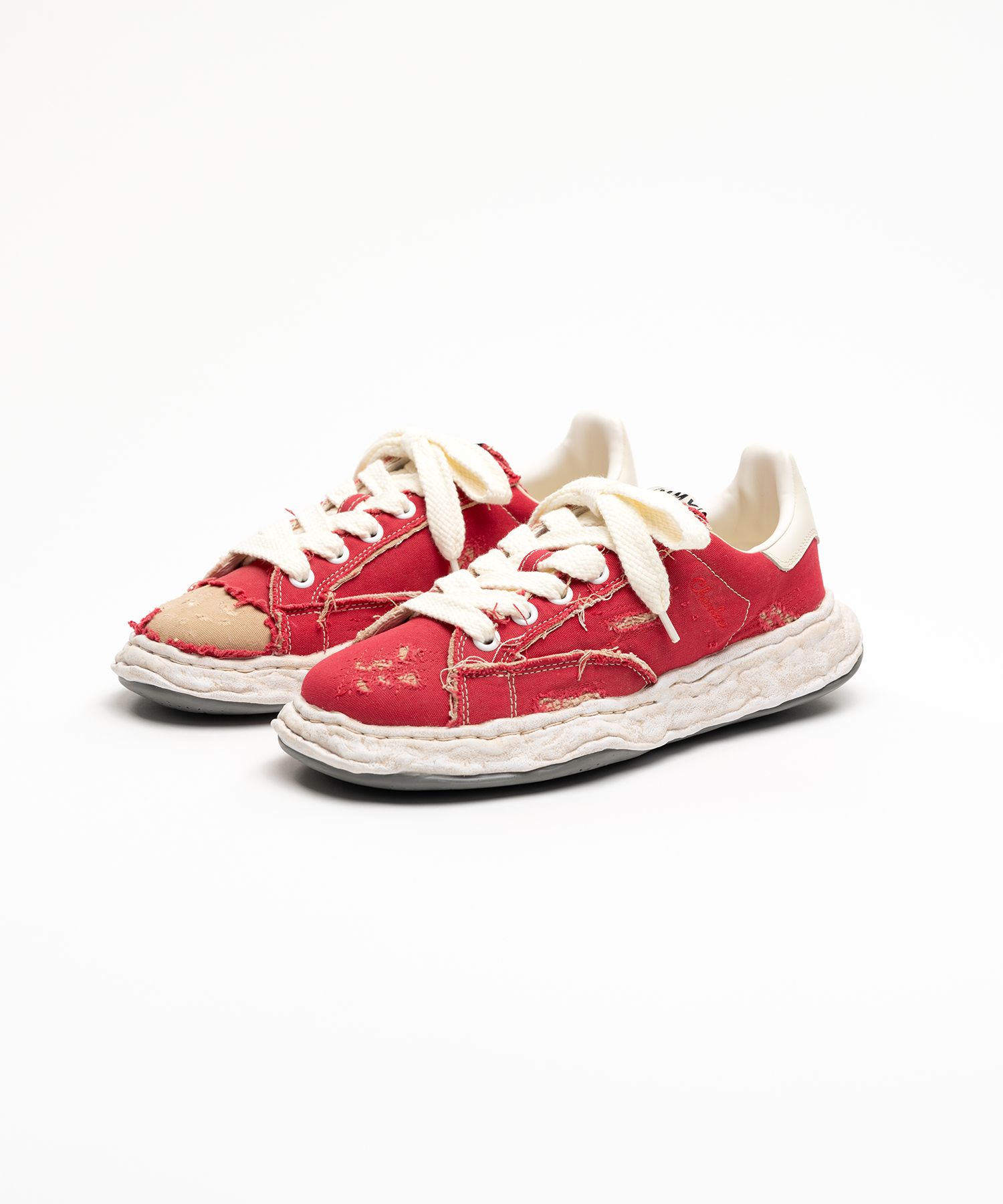 "CHARLES" OG Sole Ripped Overdye Canvas Low-top Sneaker