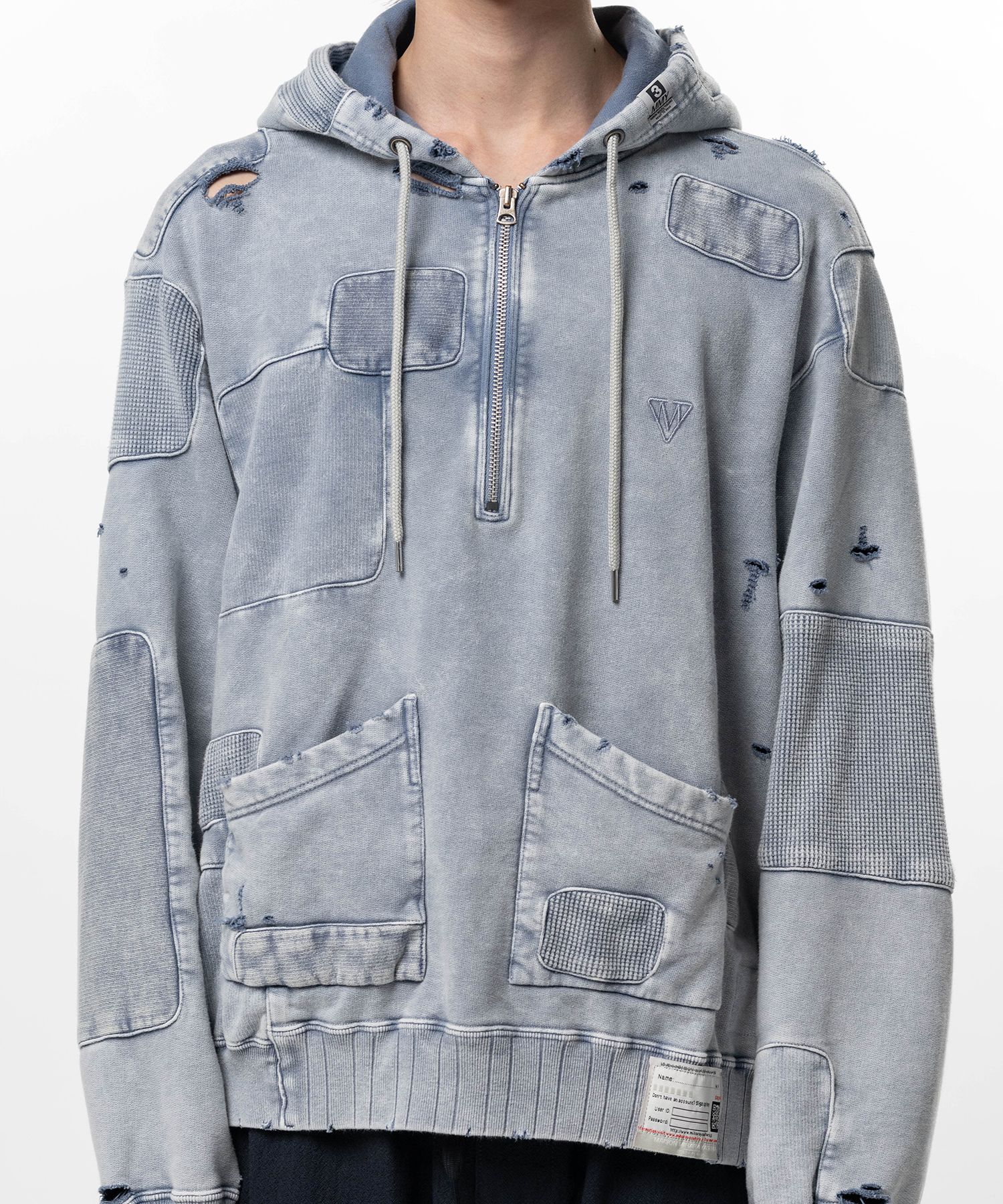 Bleached Repair Half Zip Hoodie