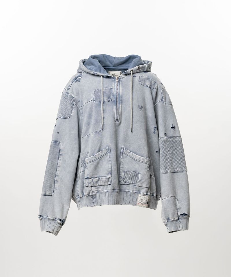 Bleached Repair Half Zip Hoodie
