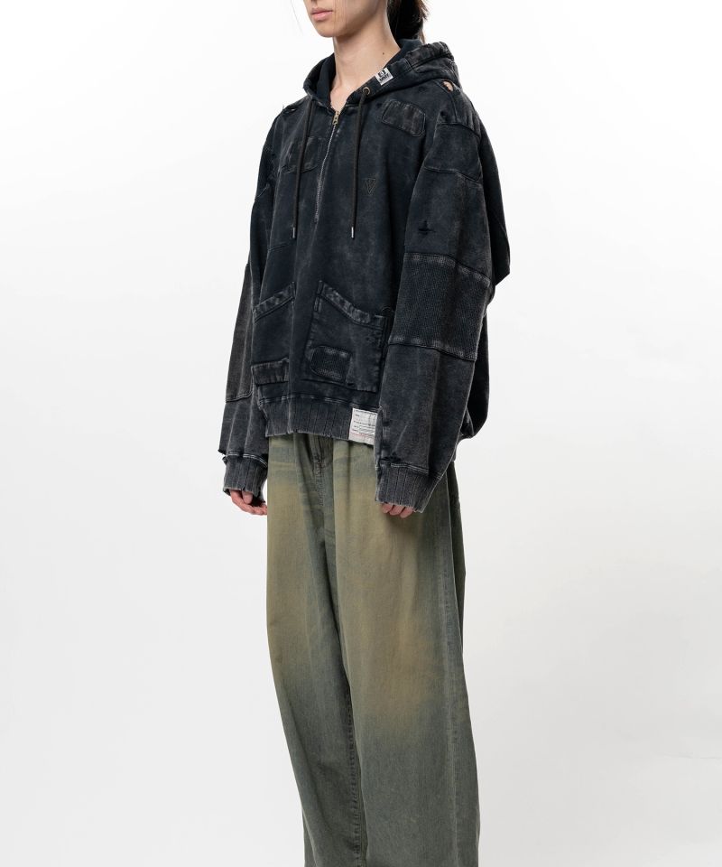 Bleached Repair Half Zip Hoodie