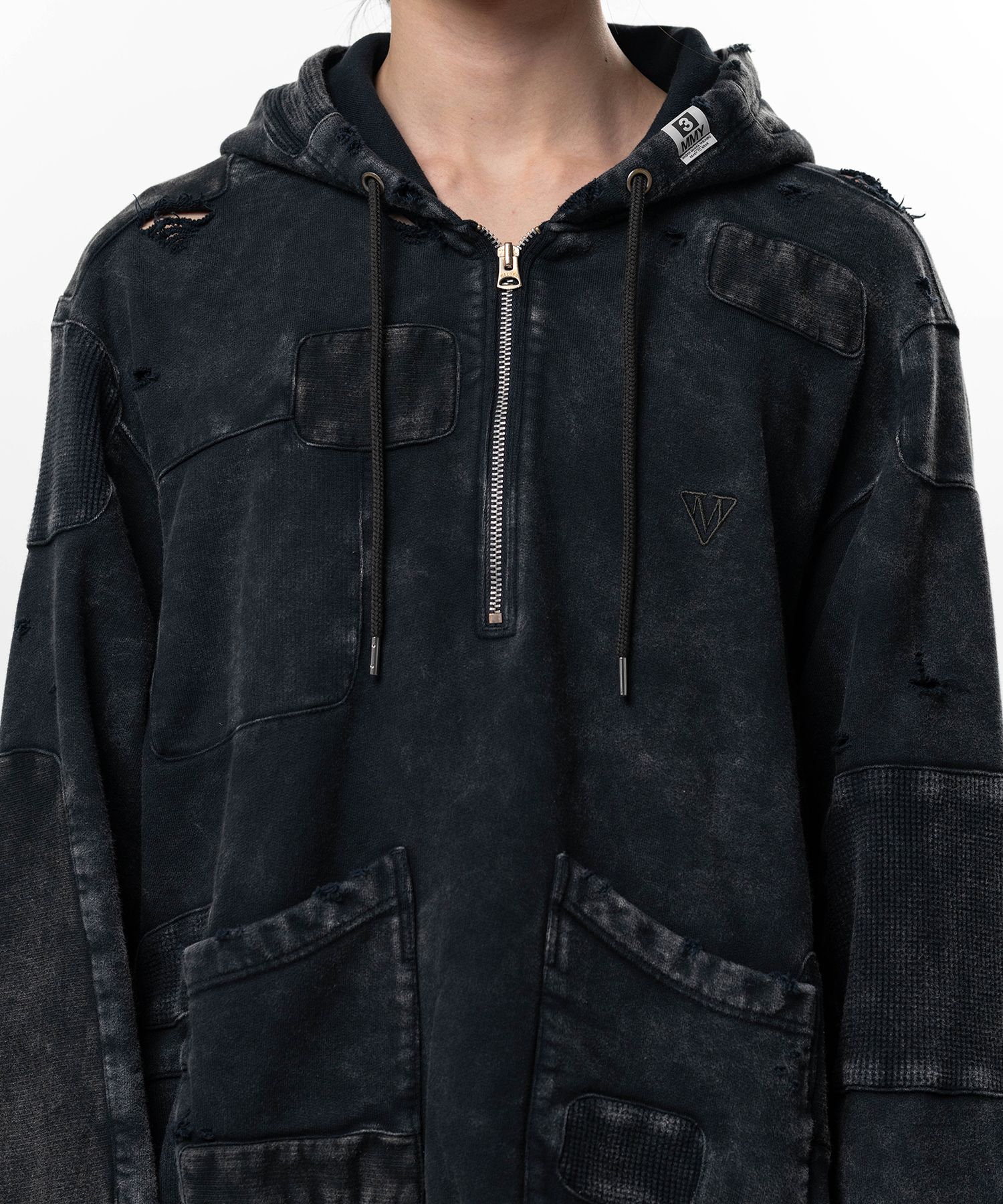 Bleached Repair Half Zip Hoodie