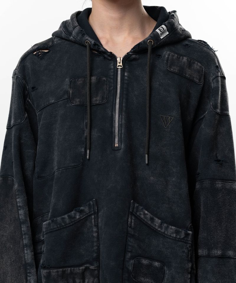 Bleached Repair Half Zip Hoodie