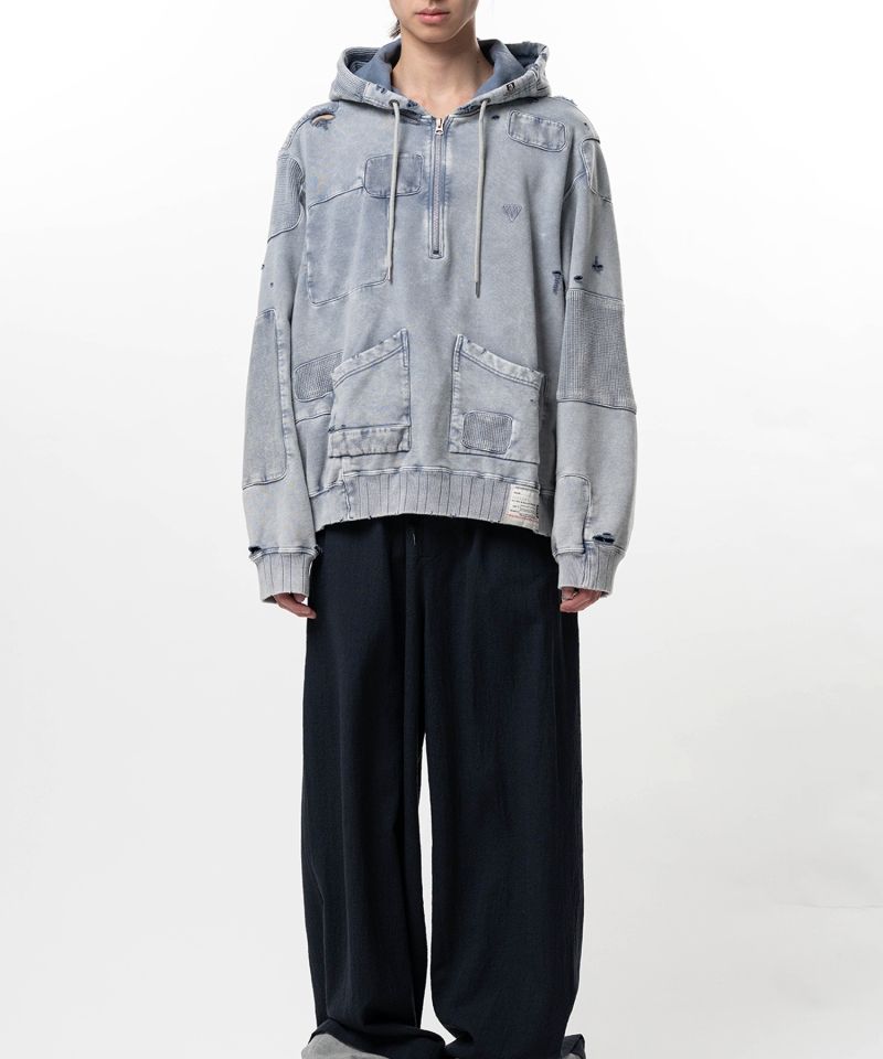 Bleached Repair Half Zip Hoodie