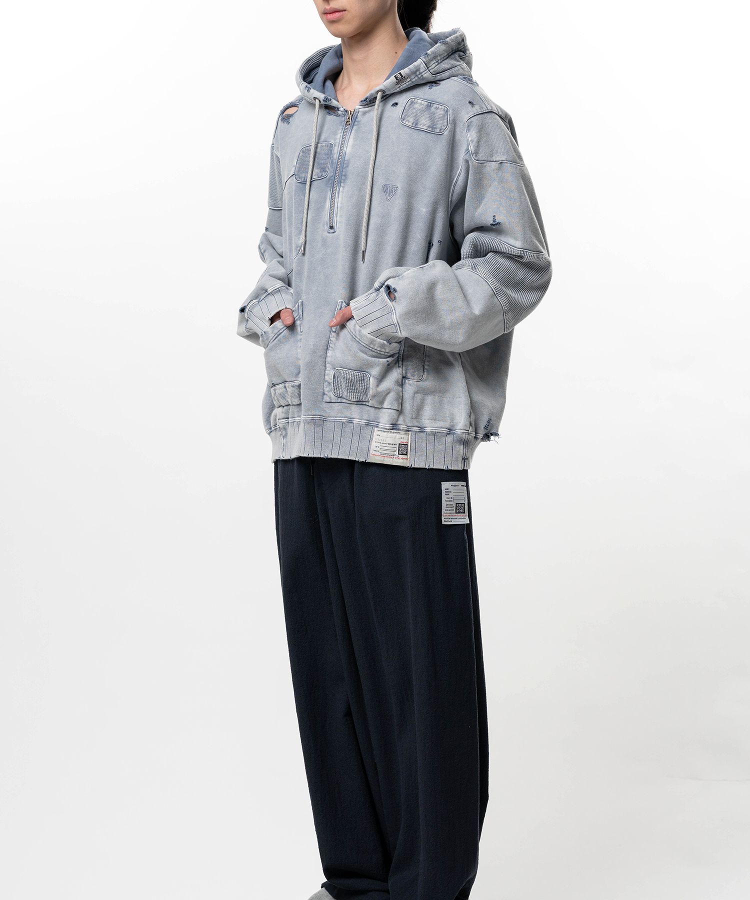 Bleached Repair Half Zip Hoodie