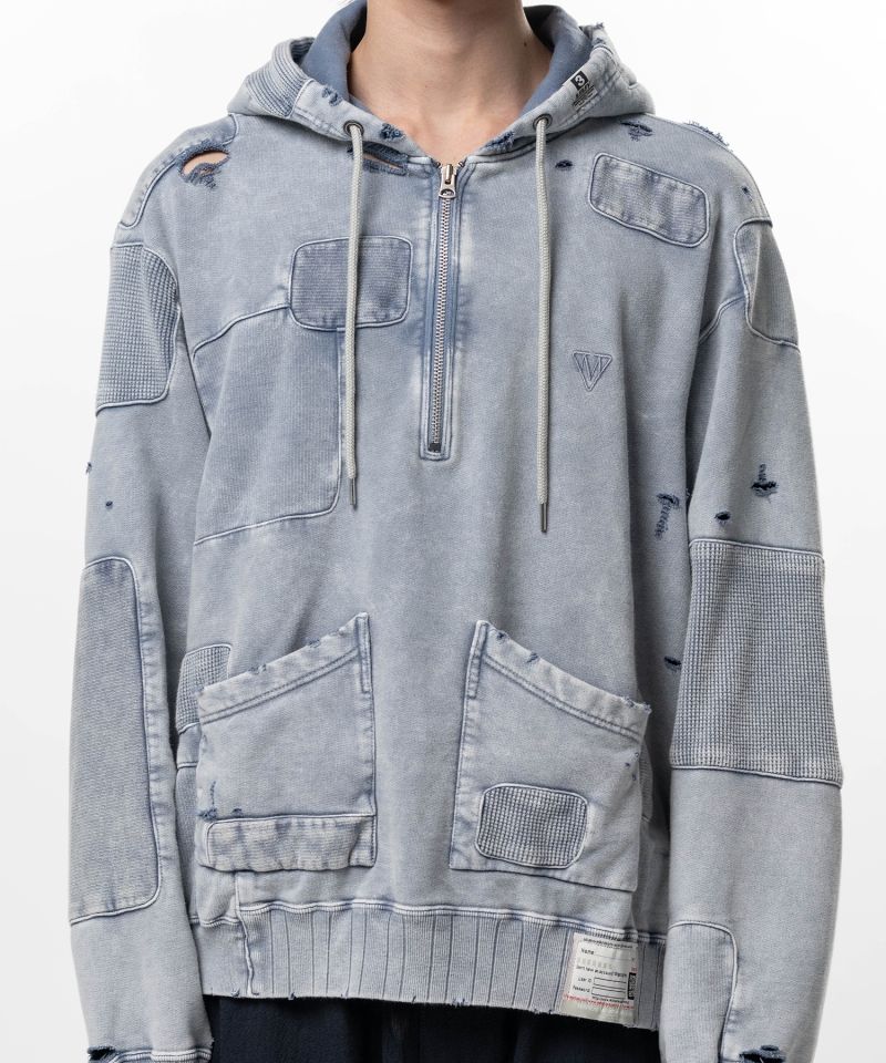 Bleached Repair Half Zip Hoodie