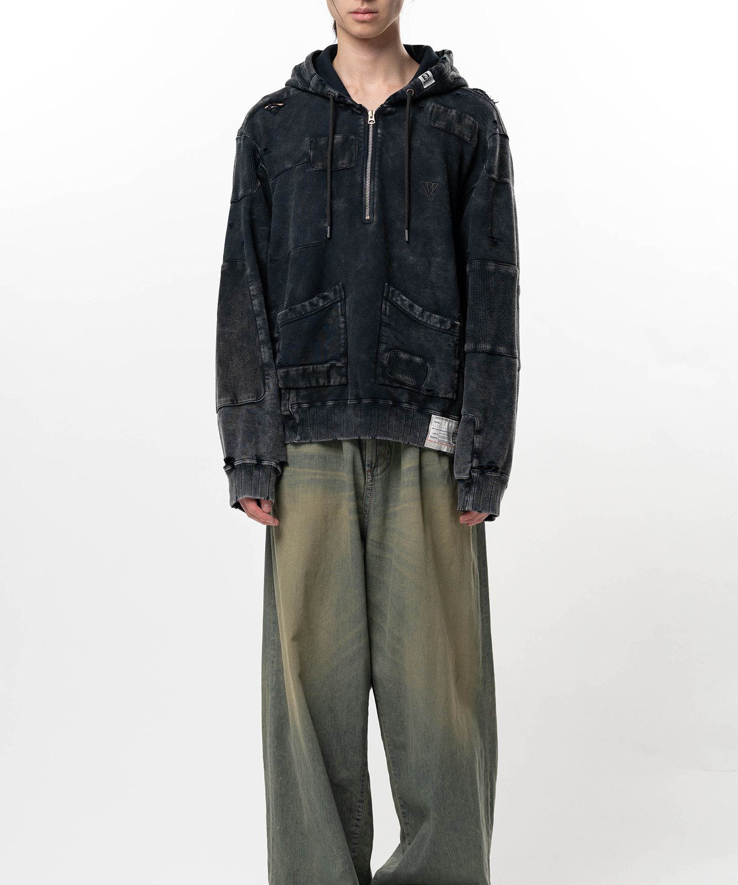 Bleached Repair Half Zip Hoodie