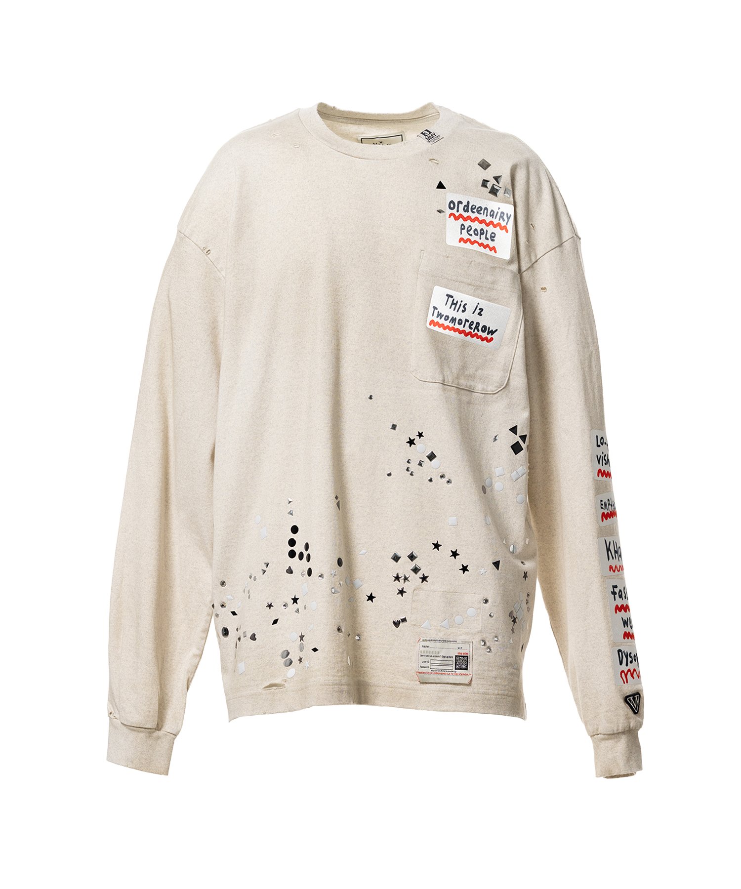 Embellished Sticker Long Sleeve T-shirt
