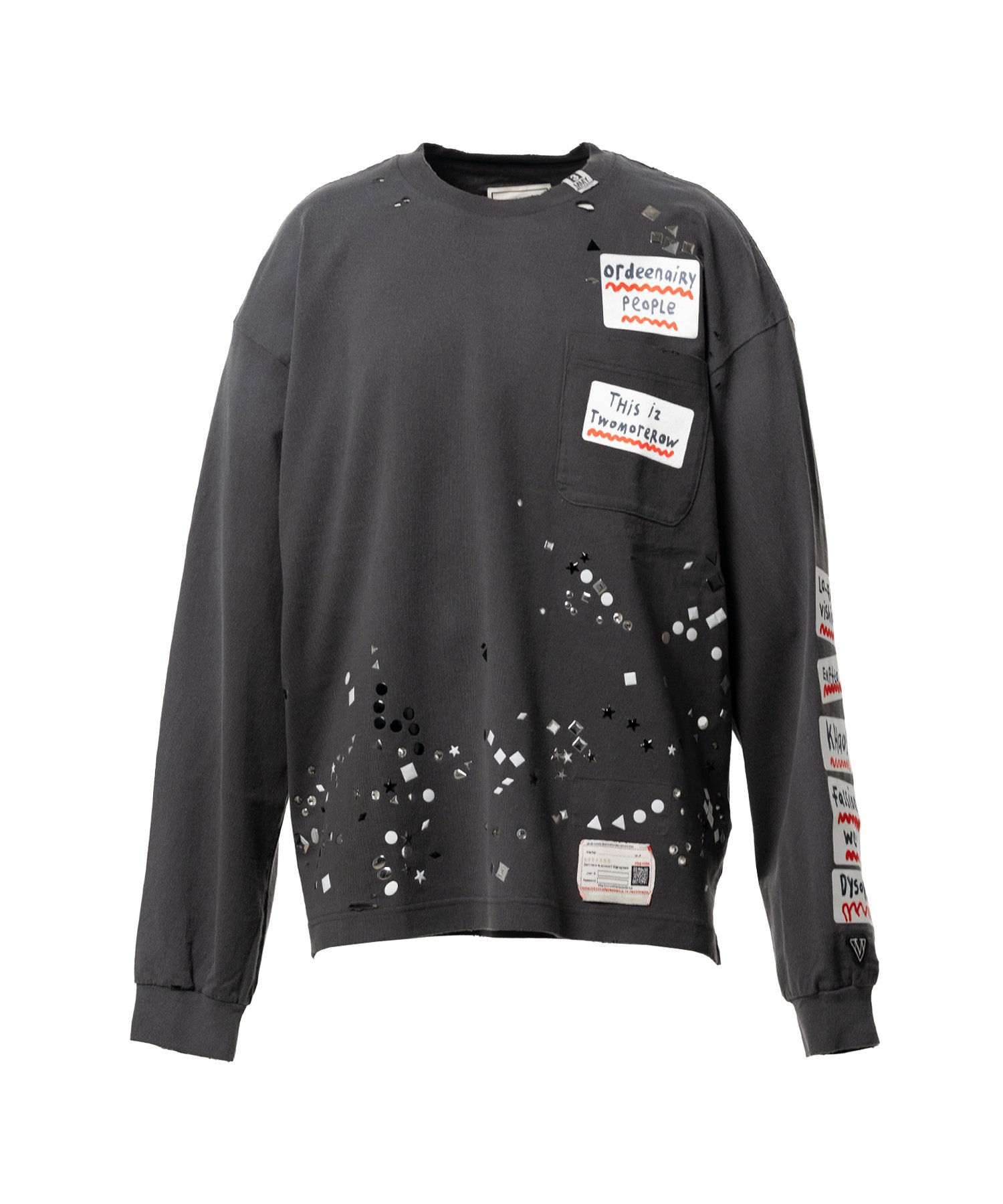 Embellished Sticker Long Sleeve T-shirt