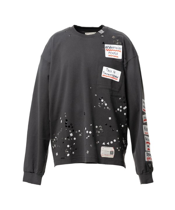 Embellished Sticker Long Sleeve T-shirt