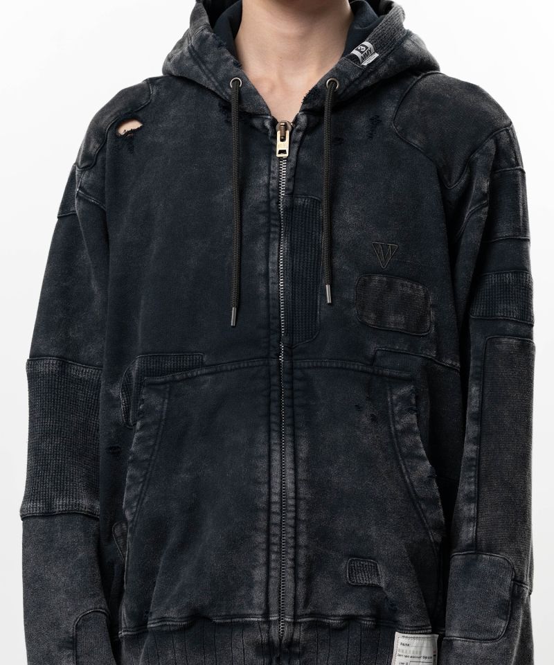 Bleached Repair Zip-Up Hoodie