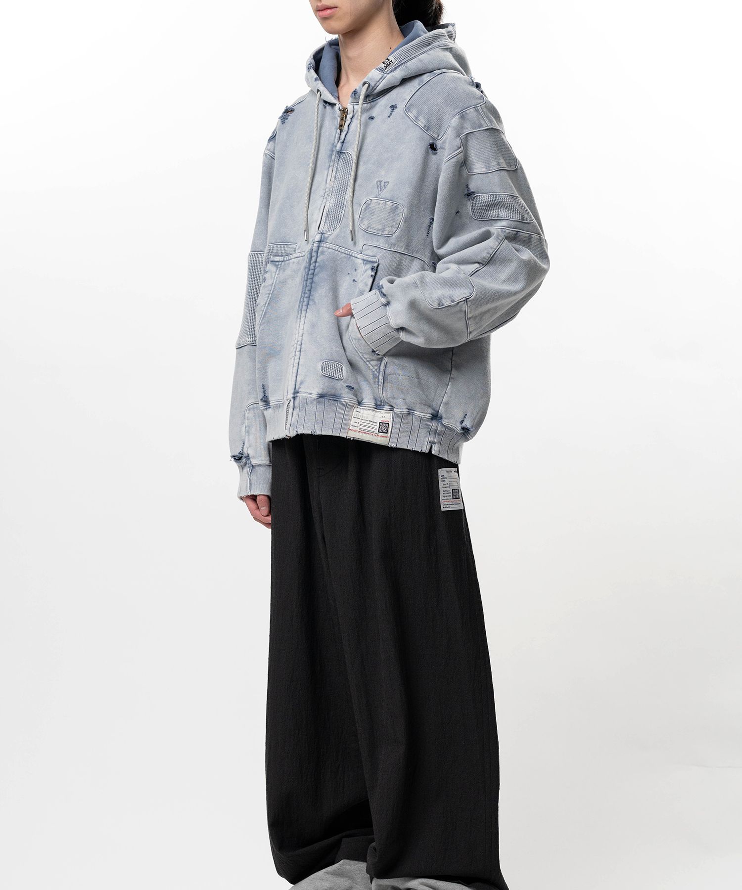 Bleached Repair Zip-Up Hoodie