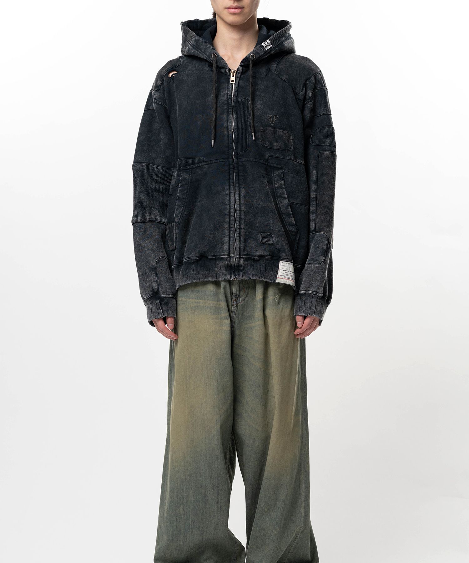 Bleached Repair Zip-Up Hoodie