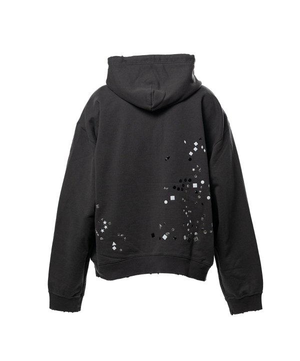 Embellished Sticker Zip-Up Hoodie