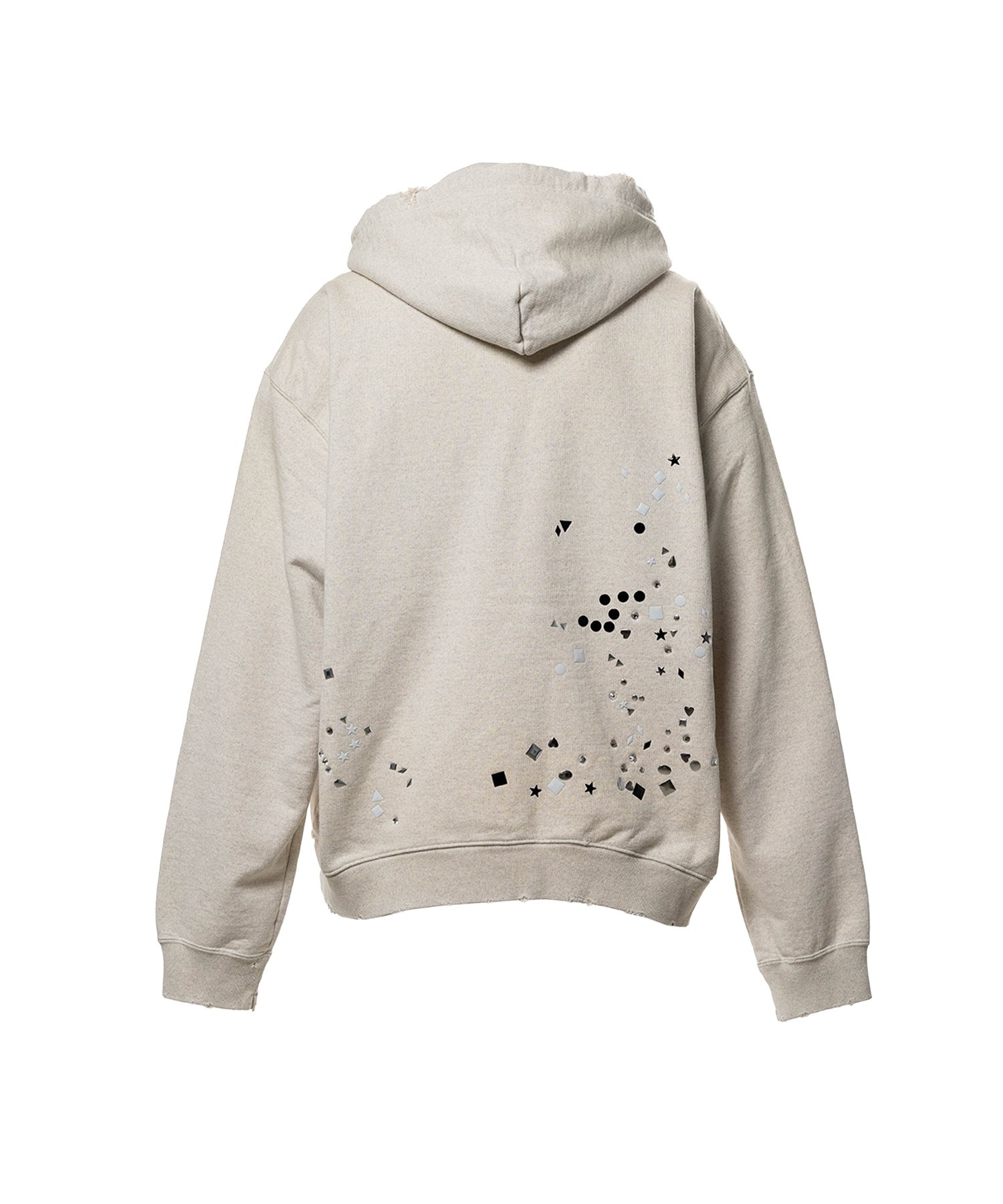 Embellished Sticker Zip-Up Hoodie