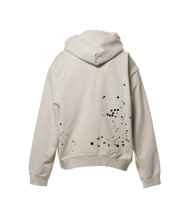 Embellished Sticker Zip-Up Hoodie