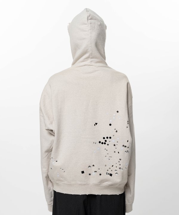 Embellished Sticker Zip-Up Hoodie