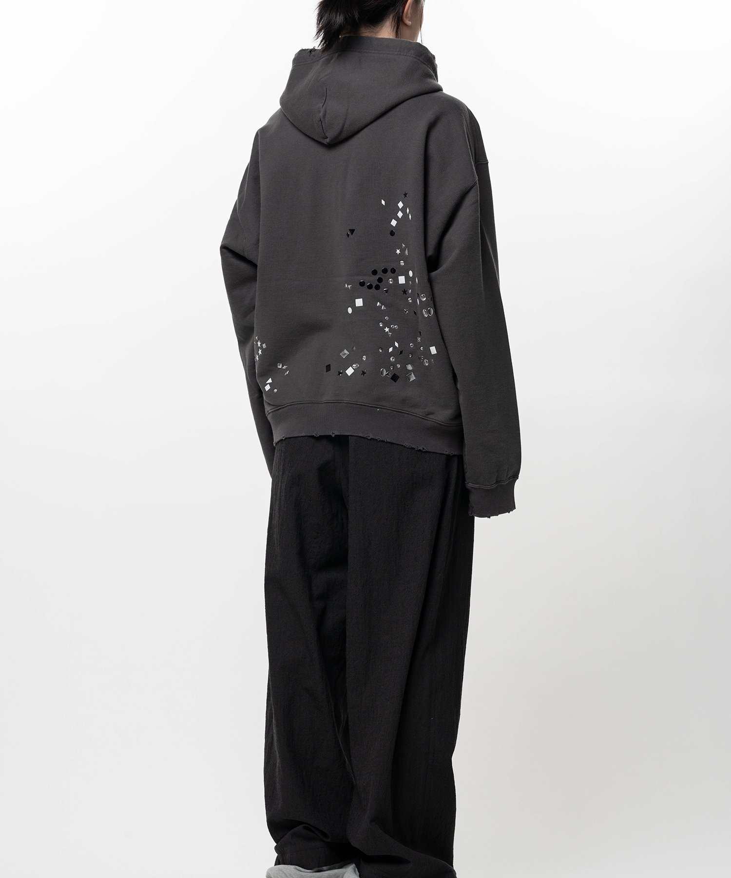 Embellished Sticker Zip-Up Hoodie