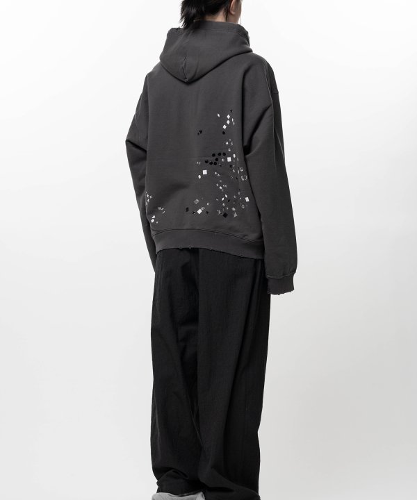 Embellished Sticker Zip-Up Hoodie