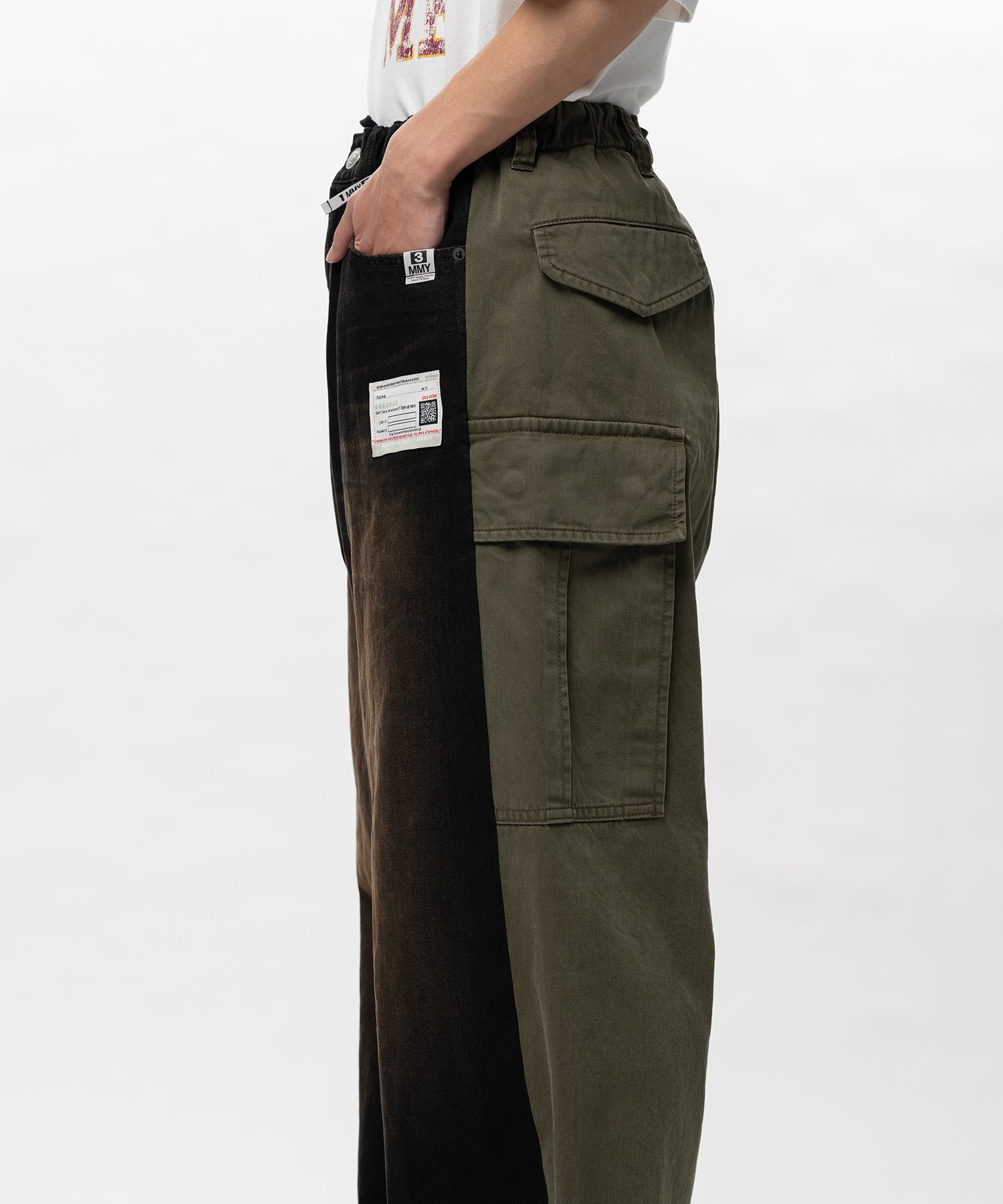 Front Back Combined Denim Pants