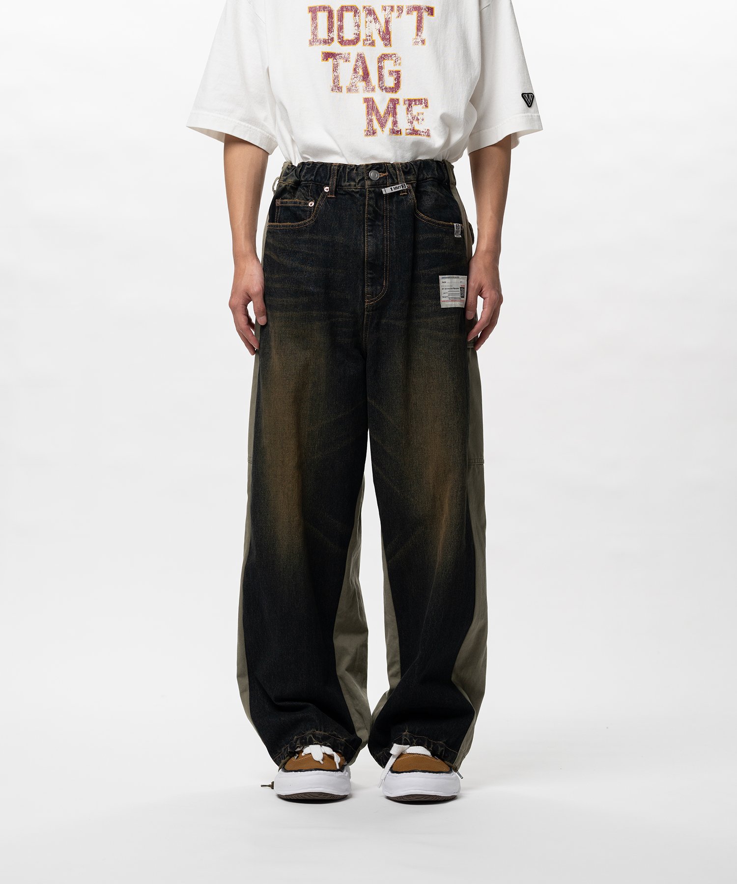 Front Back Combined Denim Pants