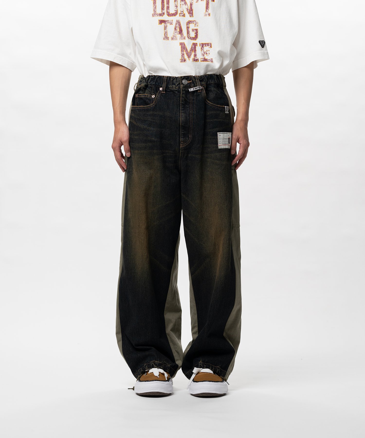 Front Back Combined Denim Pants