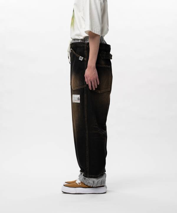 Sweat Pants Combined Denim Pants