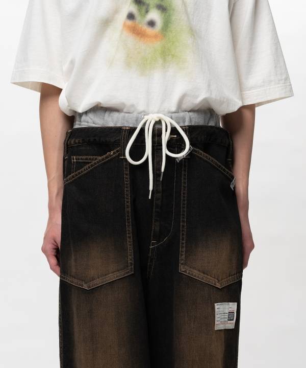 Sweat Pants Combined Denim Pants