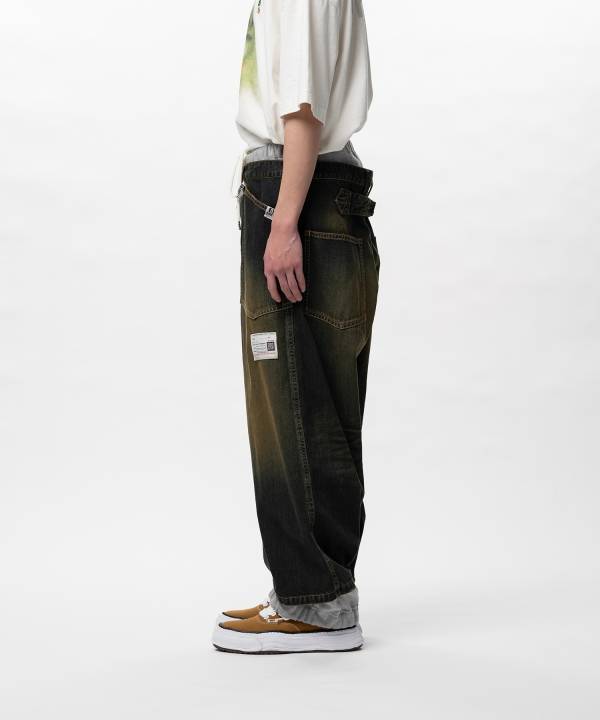 Sweat Pants Combined Denim Pants