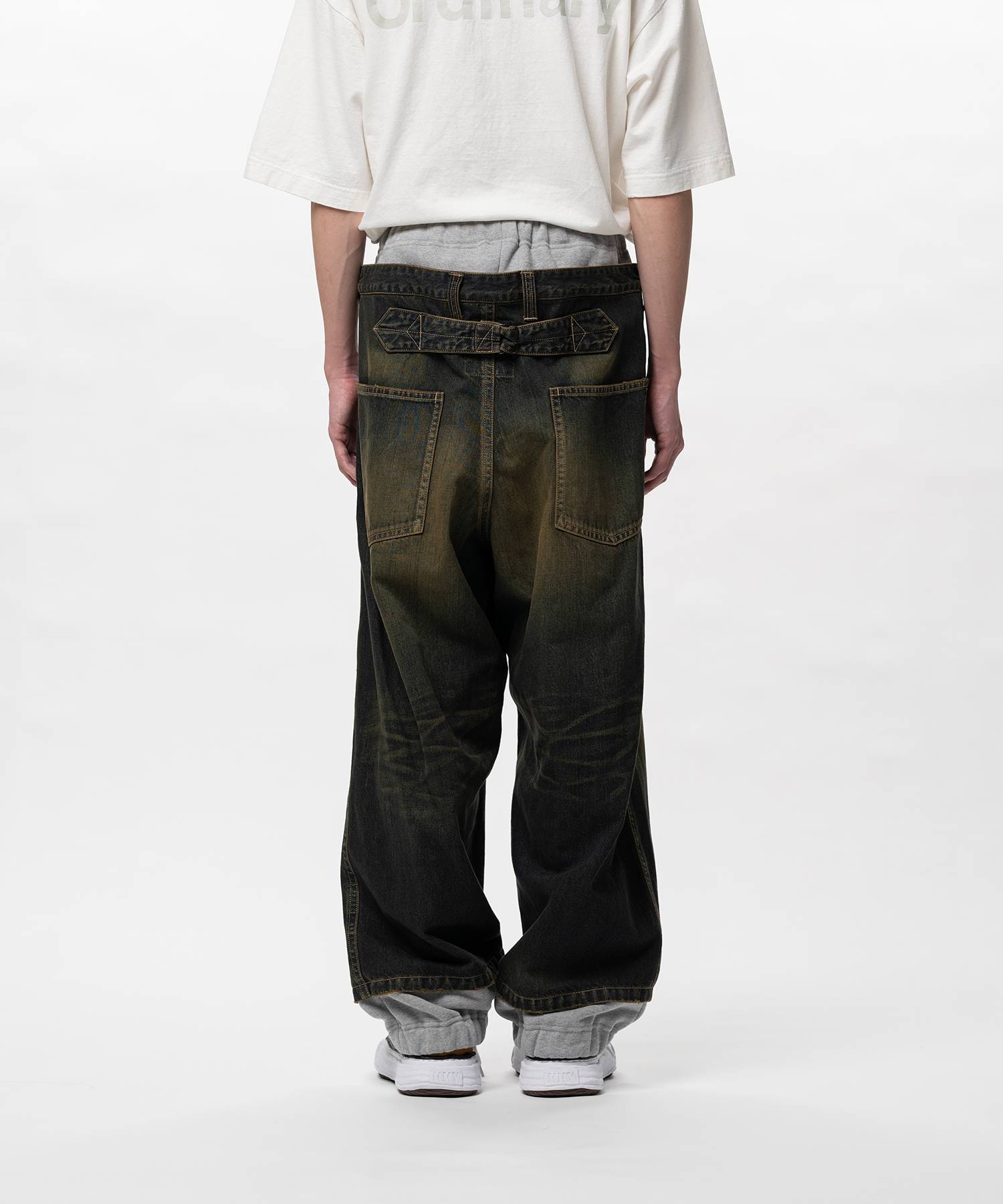 Sweat Pants Combined Denim Pants