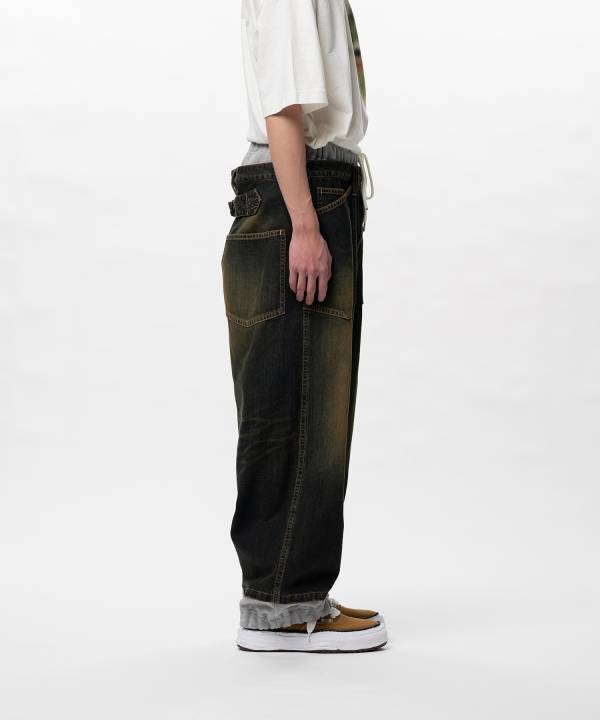 Sweat Pants Combined Denim Pants