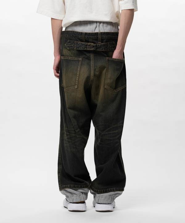 Sweat Pants Combined Denim Pants