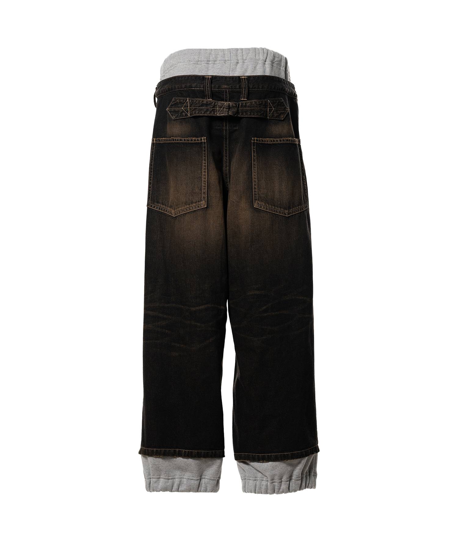 Sweat Pants Combined Denim Pants