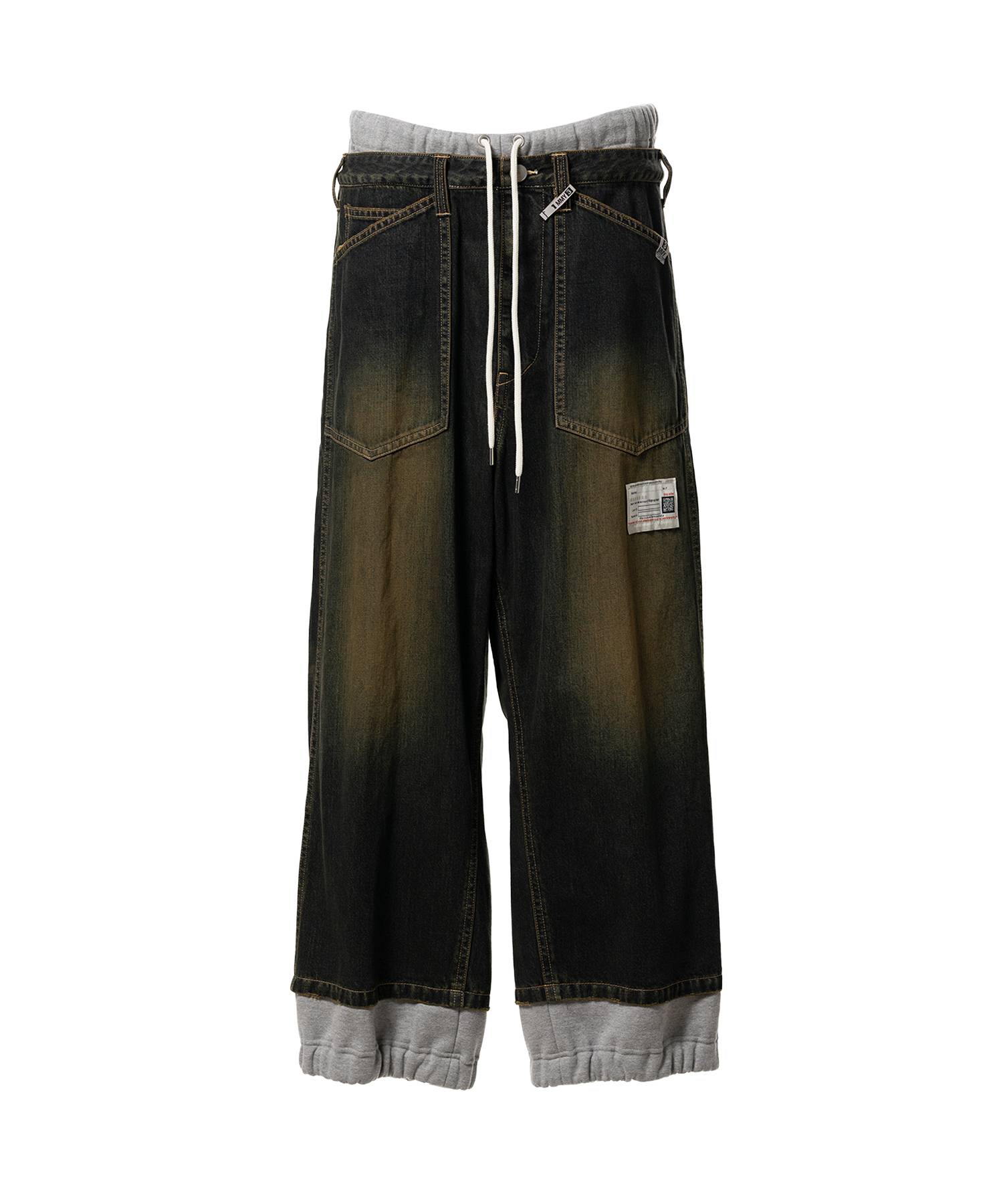 Sweat Pants Combined Denim Pants