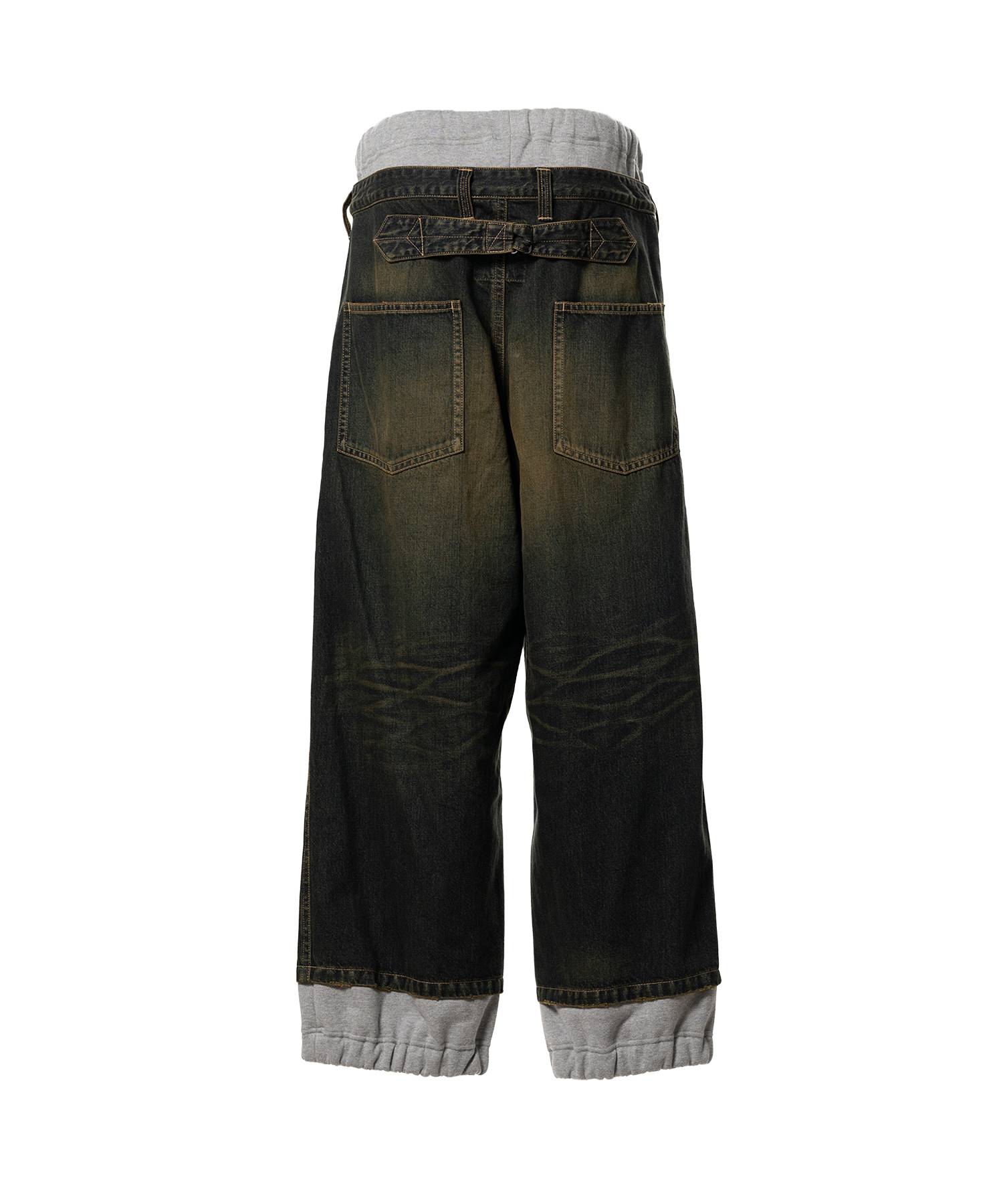 Sweat Pants Combined Denim Pants