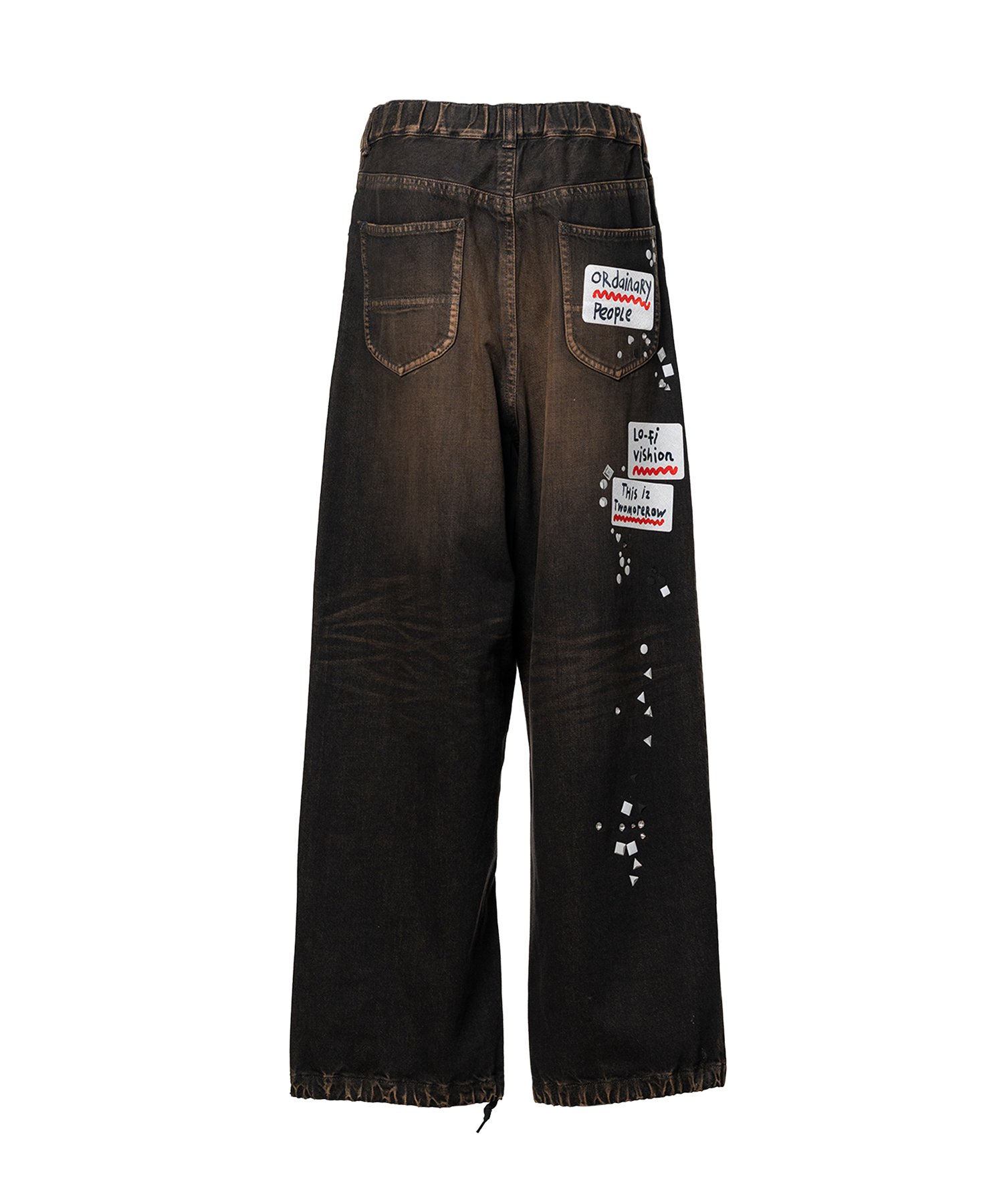 Embellished Sticker Denim Pants