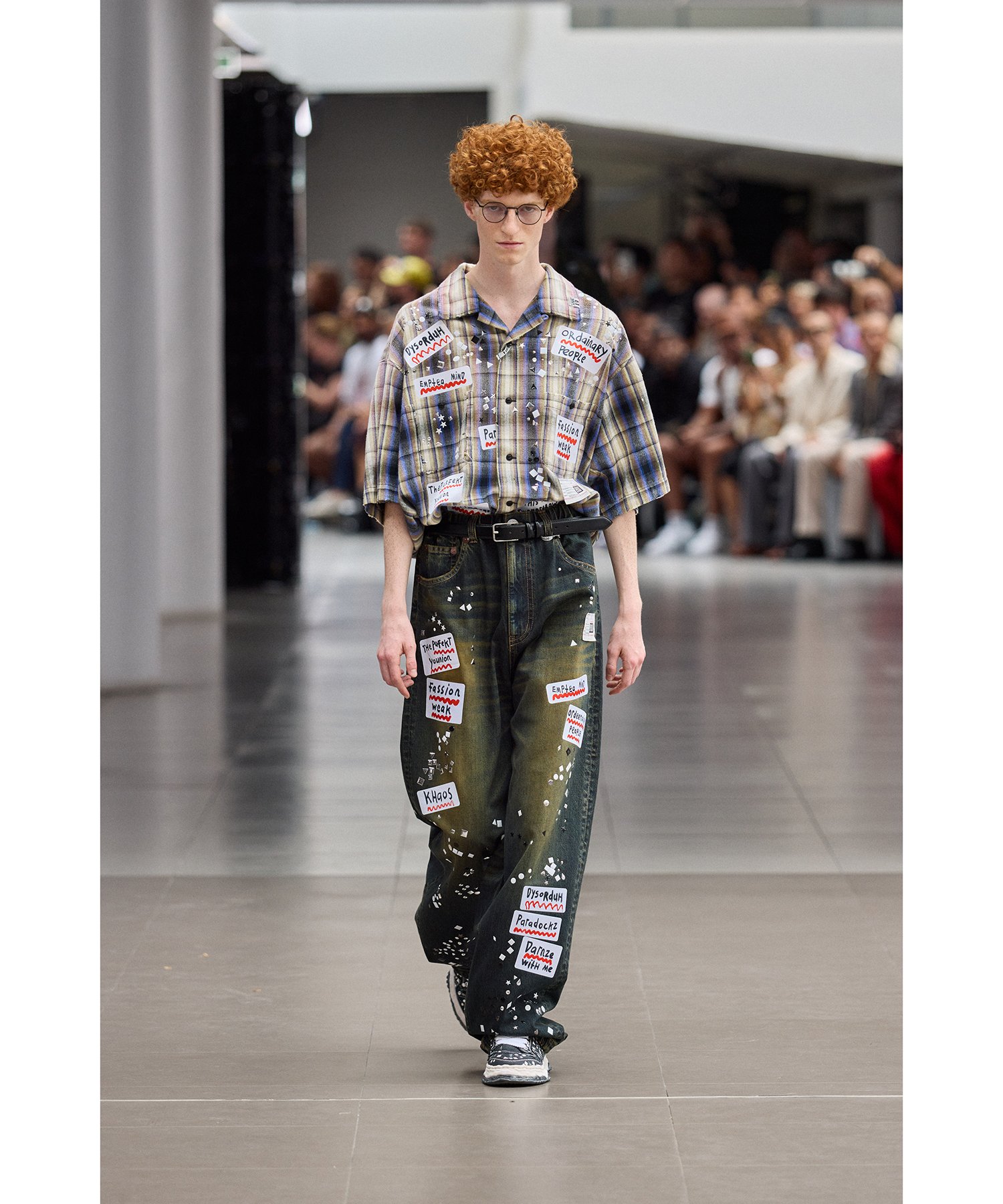 Embellished Sticker Denim Pants