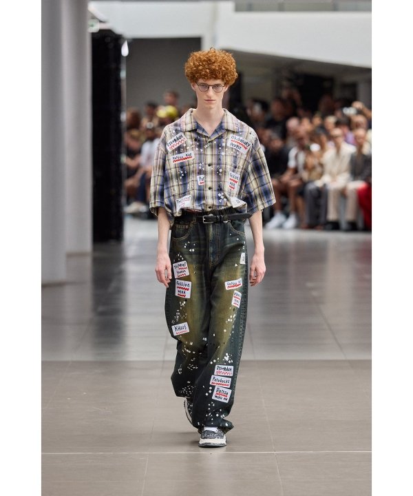 Embellished Sticker Denim Pants