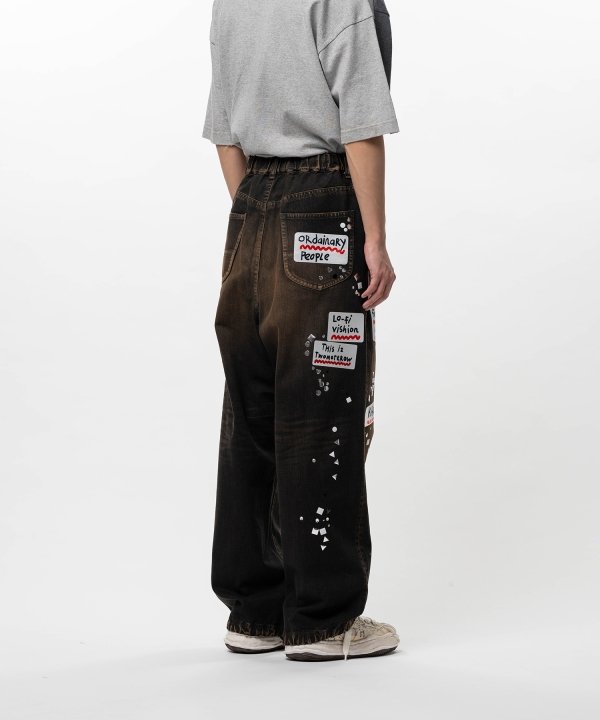 Embellished Sticker Denim Pants