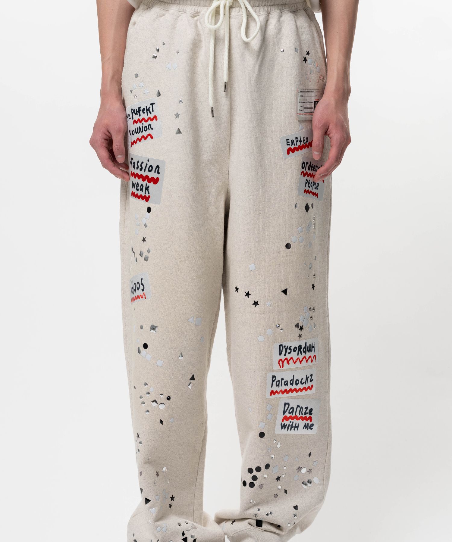 Embellished Sticker Sweat Pants