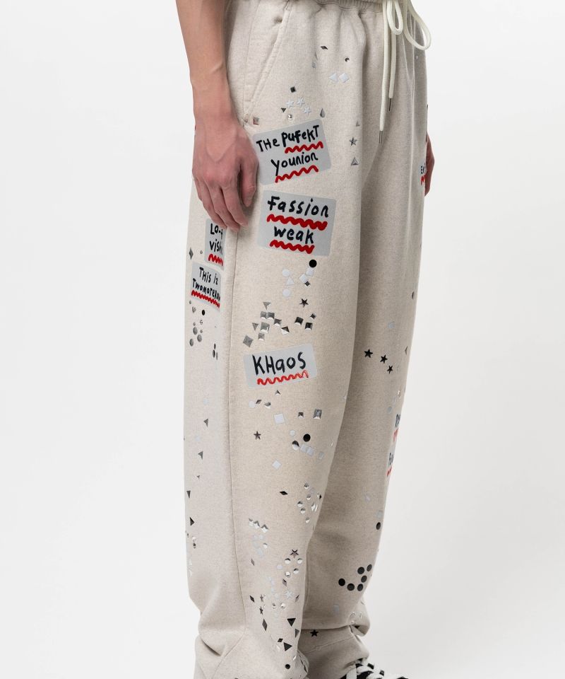 Embellished Sticker Sweat Pants