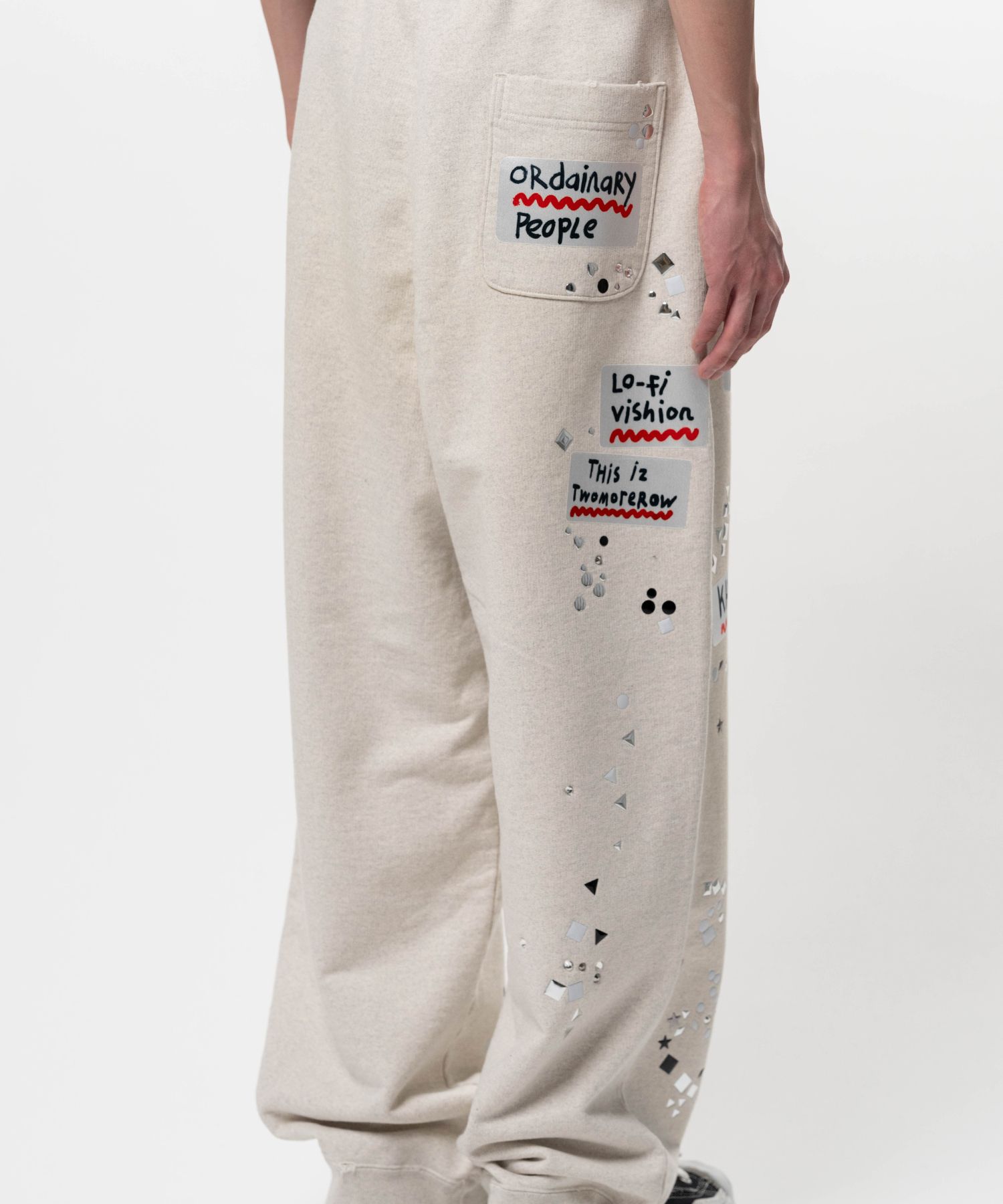 Embellished Sticker Sweat Pants