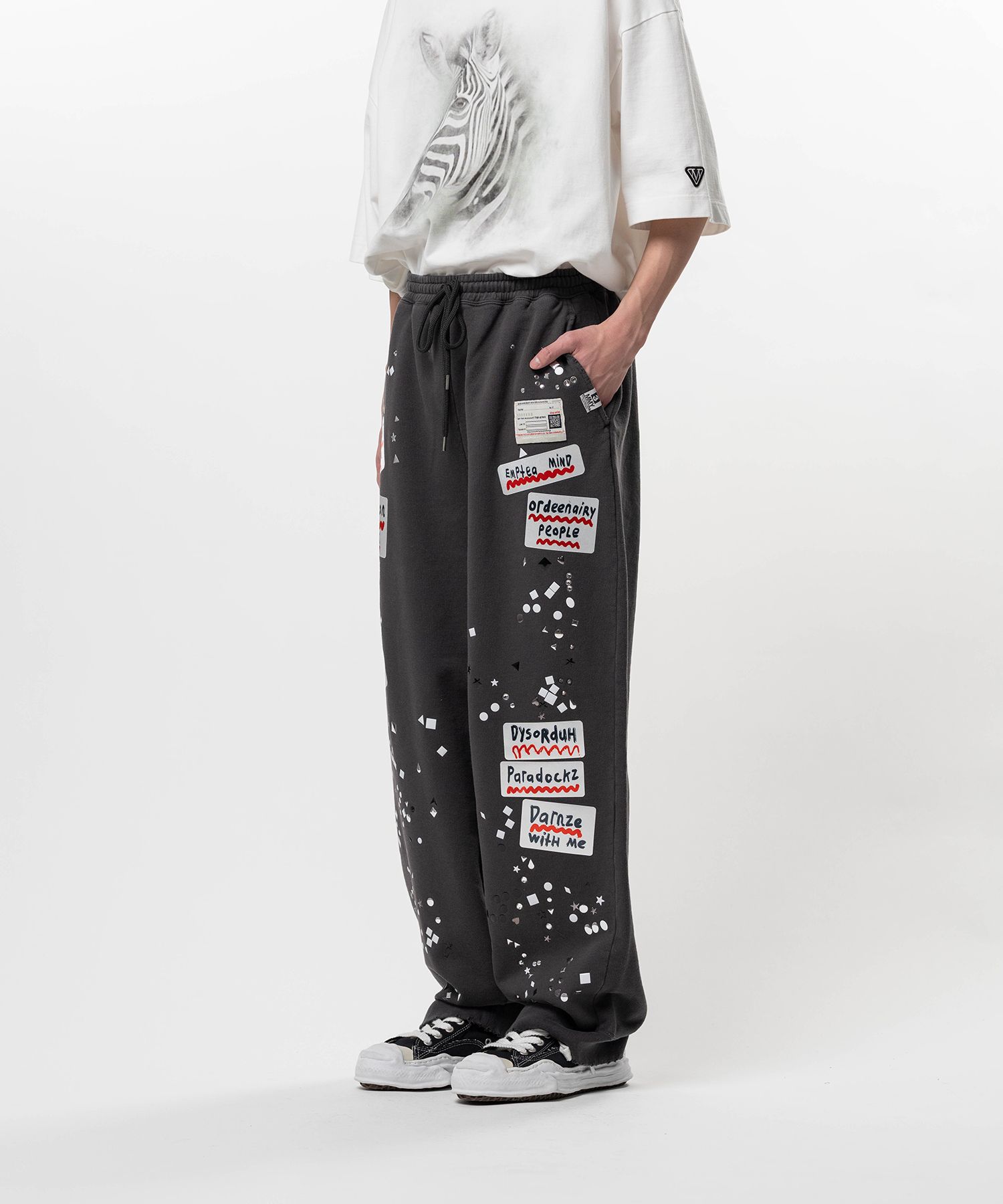 Embellished Sticker Sweat Pants